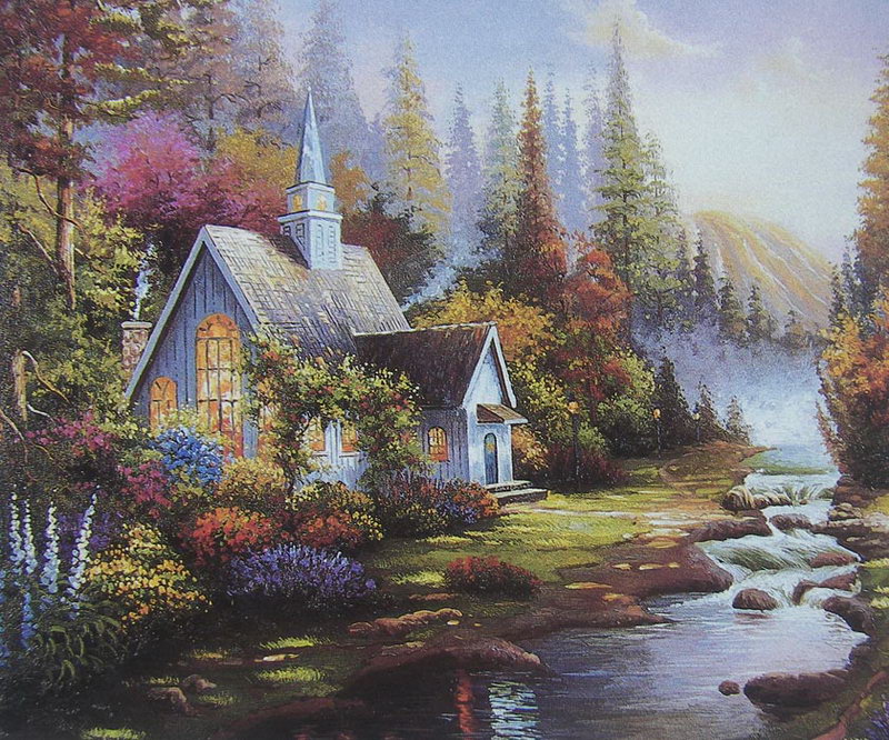 Obibi Garden Scenery Oil Painting