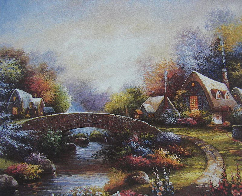 Obibi Garden Scenery Oil Painting