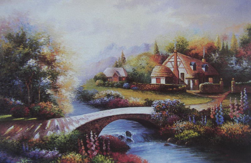 Obibi Garden Scenery Oil Painting